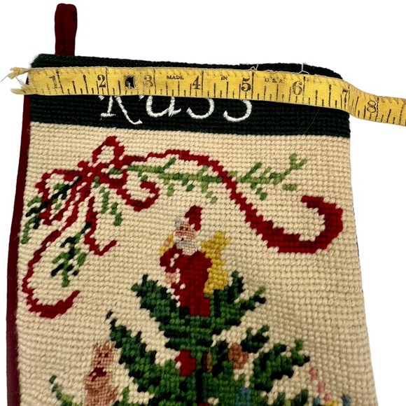 Christmas Needlepoint Stocking Vintage Monogrammed Russ - Picture 10 of 11